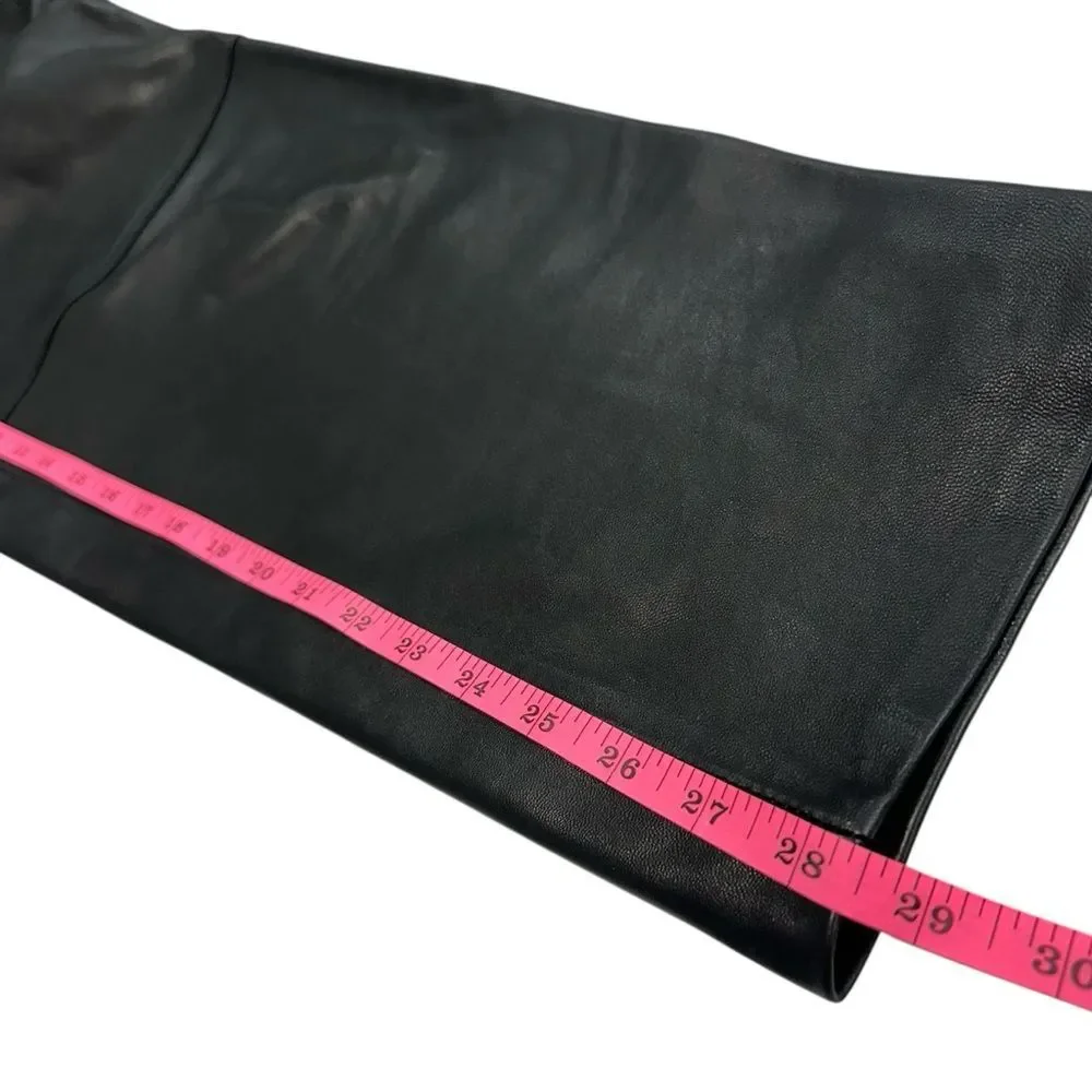 L'Academie Black Rye Barrel Leg Leather‎ Pant, Small